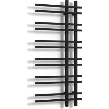Sort Svedbergs Vento håndklædetørrer i åbent vendbart design på 55 x 120 cm